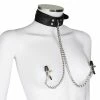 New ⌛ Bondara Luxe Leather Collar With Nipple Clamps 🥰 -Bondage props Sale unnamed file