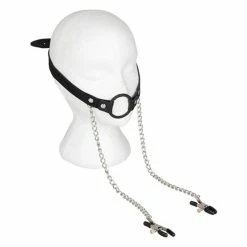 Discount 🎁 Bondara Luxe Leather O-Ring Mouth Gag With Nipple Clamps 🔔