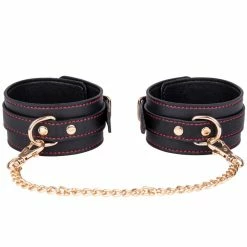 Discount 🧨 Bondara Black Contrast Stitch Faux Leather Ankle Cuffs 🔥