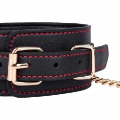 Discount 🧨 Bondara Black Contrast Stitch Faux Leather Ankle Cuffs 🔥 -Bondage props Sale unnamed file 127