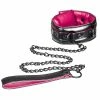 Coupon 😀 Bondara Choke Pink And Black Faux Leather Collar With Leash 😀 -Bondage props Sale unnamed file 17