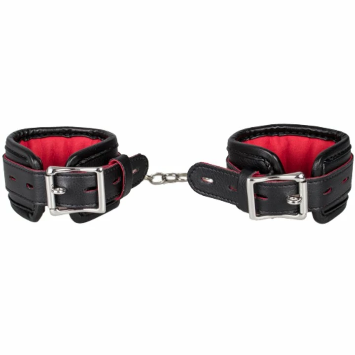 Budget ๐ฏ Bondara Black Faux Leather Red Suede Padlocked Handcuffs ๐ 3 Budget ๐ฏ Bondara Black Faux Leather Red Suede Padlocked Handcuffs ๐