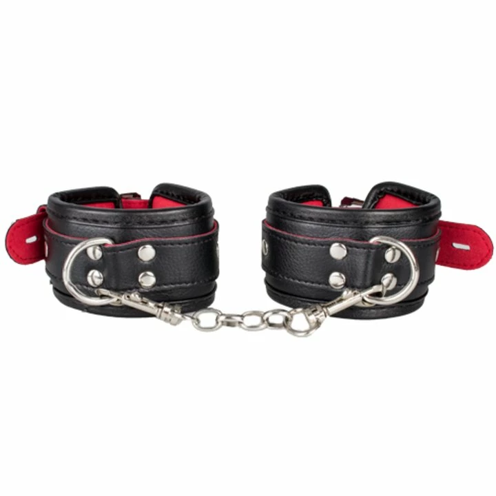 Budget ๐ฏ Bondara Black Faux Leather Red Suede Padlocked Handcuffs ๐ 6 Budget ๐ฏ Bondara Black Faux Leather Red Suede Padlocked Handcuffs ๐ - Image 4