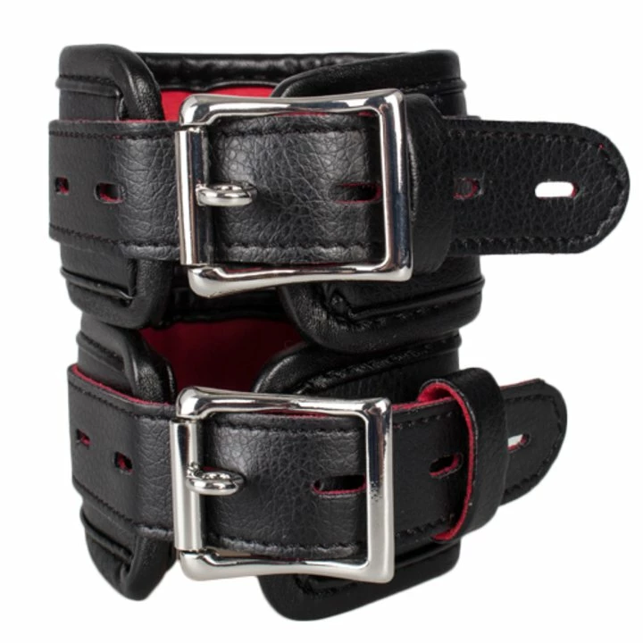Budget ๐ฏ Bondara Black Faux Leather Red Suede Padlocked Handcuffs ๐ 7 Budget ๐ฏ Bondara Black Faux Leather Red Suede Padlocked Handcuffs ๐ - Image 5