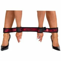 Promo 🤩 Bondara Red Lace Luxury Wrist And Ankle Restraint Bar 😀