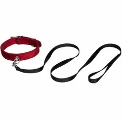 Cheap ⌛ Bondara Red Velvet Collar With Leash 🔥