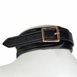 Outlet 👍 Bondara Black Faux Leather Collar With Rose Gold Leash 😍 -Bondage props Sale unnamed file 371