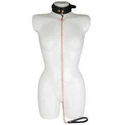 Outlet 👍 Bondara Black Faux Leather Collar With Rose Gold Leash 😍 -Bondage props Sale unnamed file 372