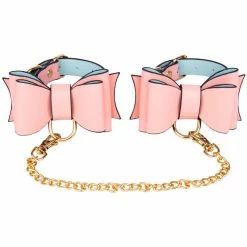 Cheap 🛒 Bondara Luxe Bow To Me Pink PU Ankle Cuffs ✔️