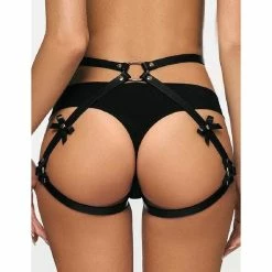 Cheapest 😍 Bondara Siren Black Faux Leather Bondage Harness Knicker 🥰