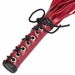 Coupon ⭐ Bondara Confined Red Leather Lace Up Flogger - 15 Inch 🥰 -Bondage props Sale unnamed file 708