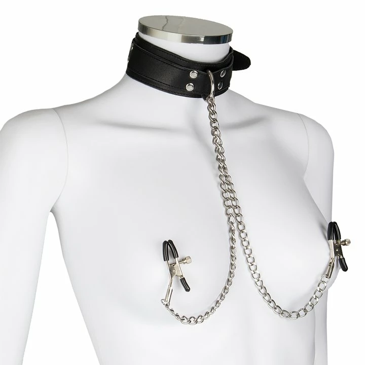New ⌛ Bondara Luxe Leather Collar With Nipple Clamps 🥰 2 New ⌛ Bondara Luxe Leather Collar With Nipple Clamps 🥰